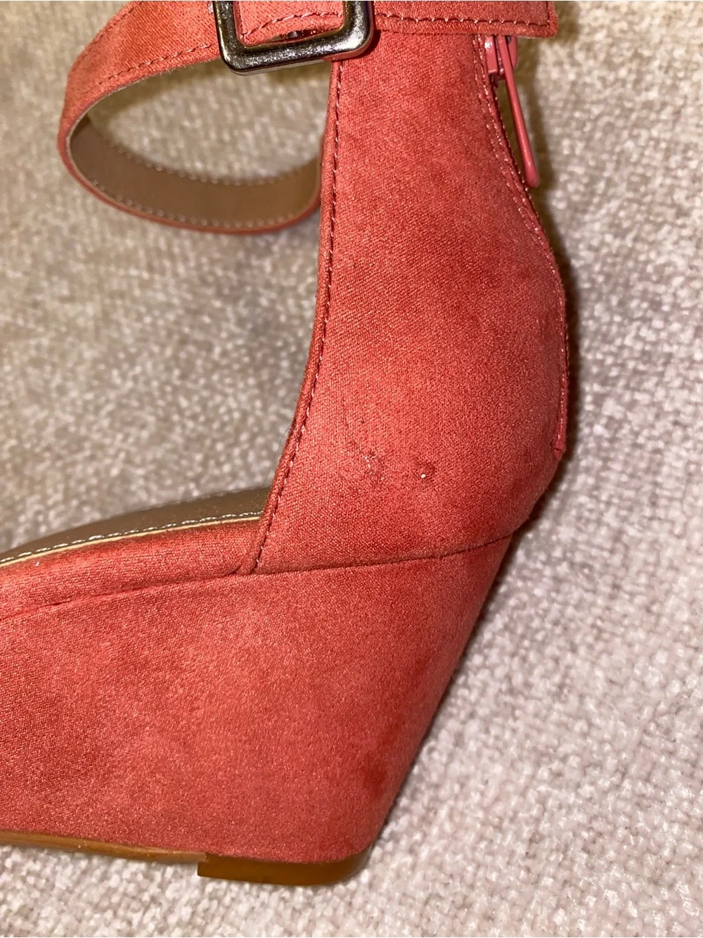 Torrid Coral Pink Faux Suede Wedge Heels 8.5W